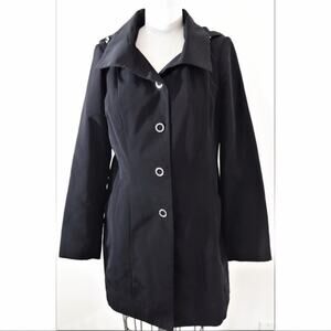Anne Klein Black Hooded Raincoat